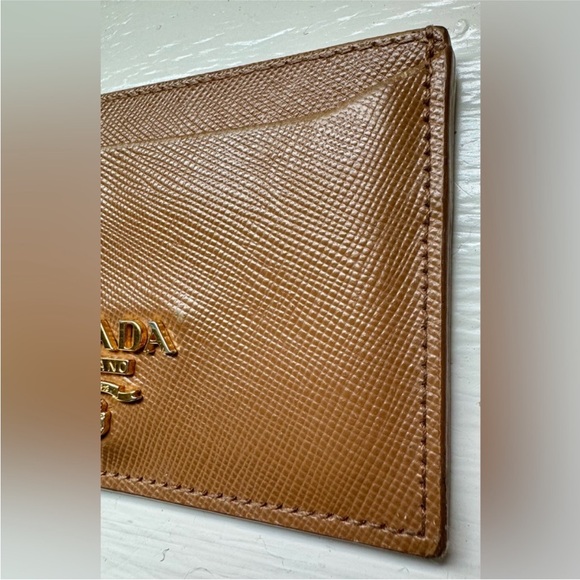 Prada Card Holder Brown Saffiano Leather 4" L x 23/4" H - Picture 3 of 14